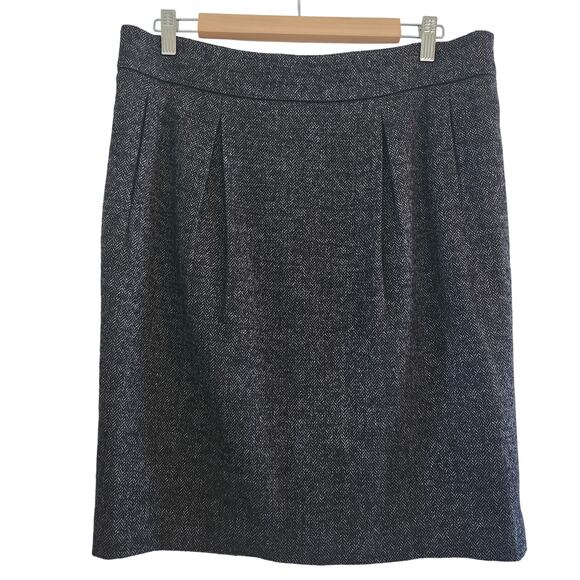 Ann Taylor Black and Siver Herringbone Wool Blend Knee Length Skirt Size 12 - Picture 1 of 7
